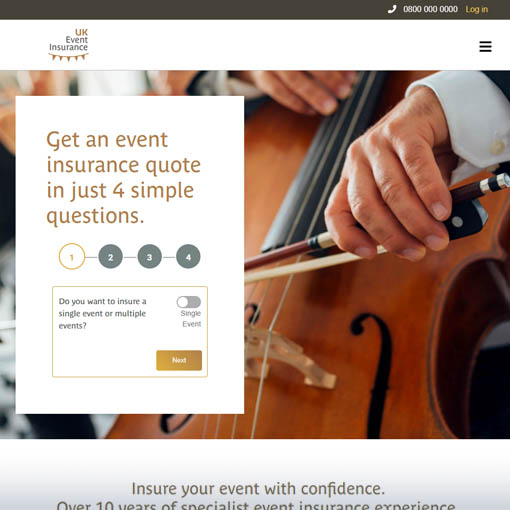 UK Event Insurance Website Screenshot
