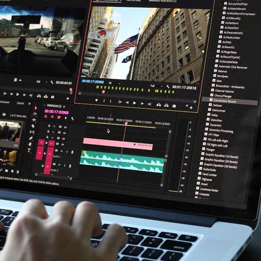 A video editor editing a video.