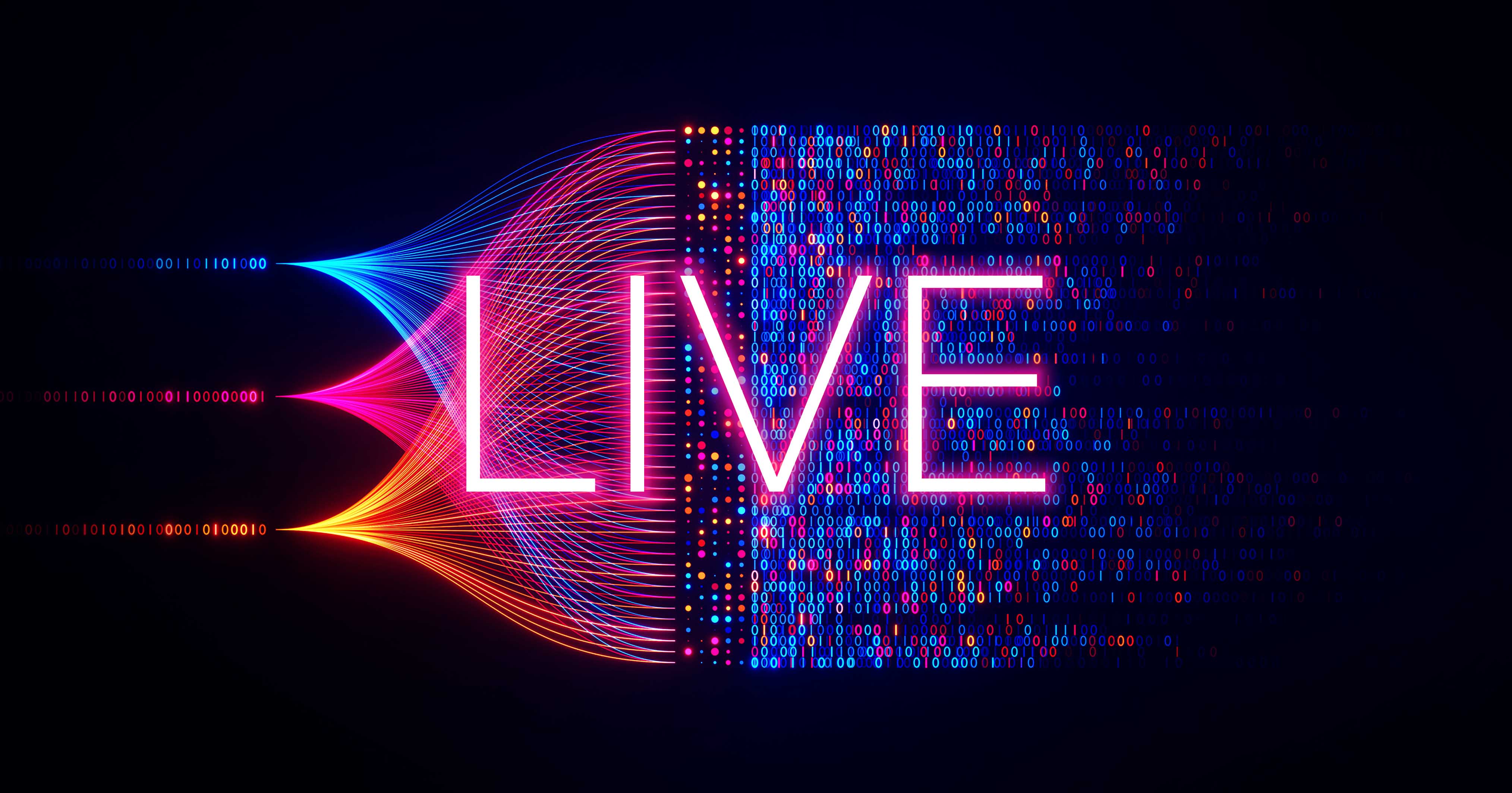 Abstract image of a live data stream in neon colours