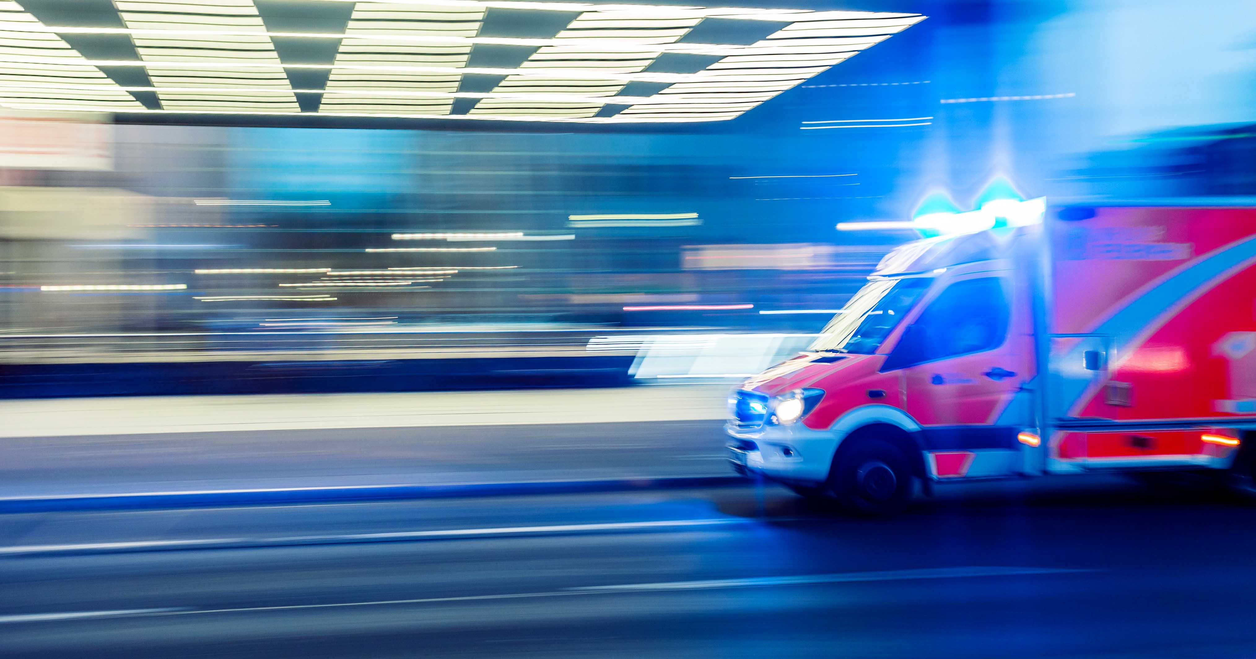 An image of a speeding ambulance.
