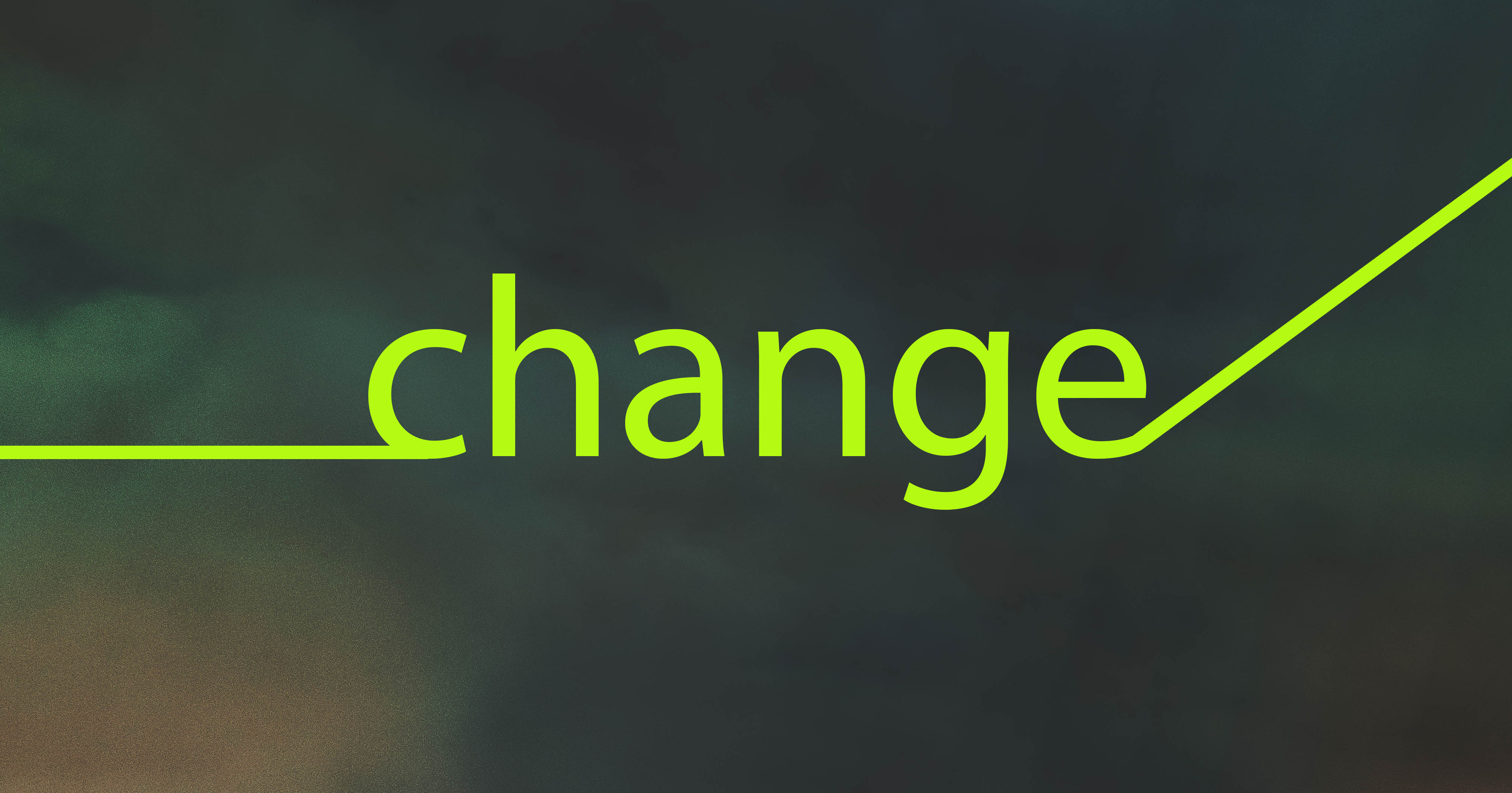 Graphic depicting the word 'Change' in bright green.